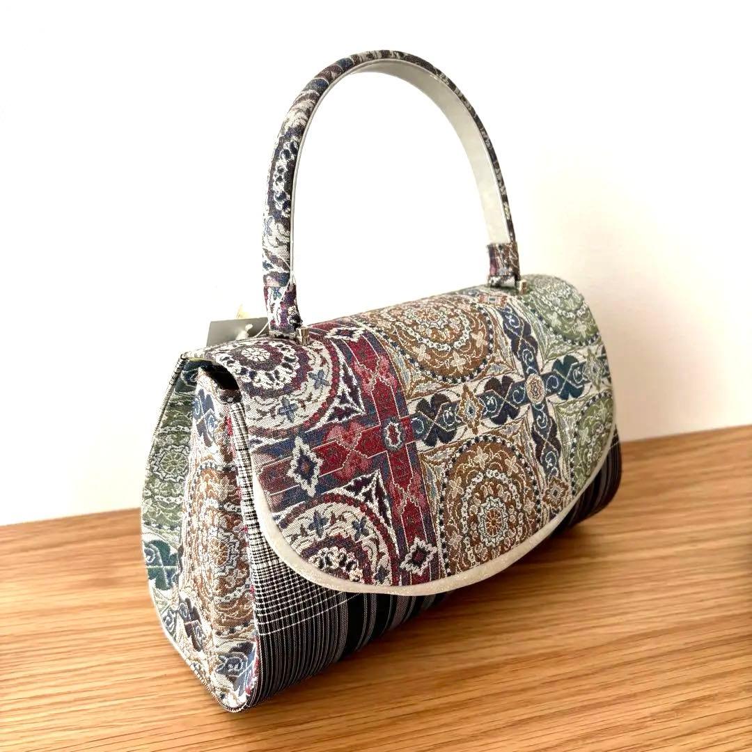 【新品未使用】 まわた紬 絹100% 和装用バッグ 真綿紬シルク