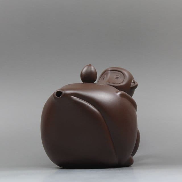 :中国宜興紫砂壷 霊猴献寿桃壺 急須 工芸品 美術品 置物