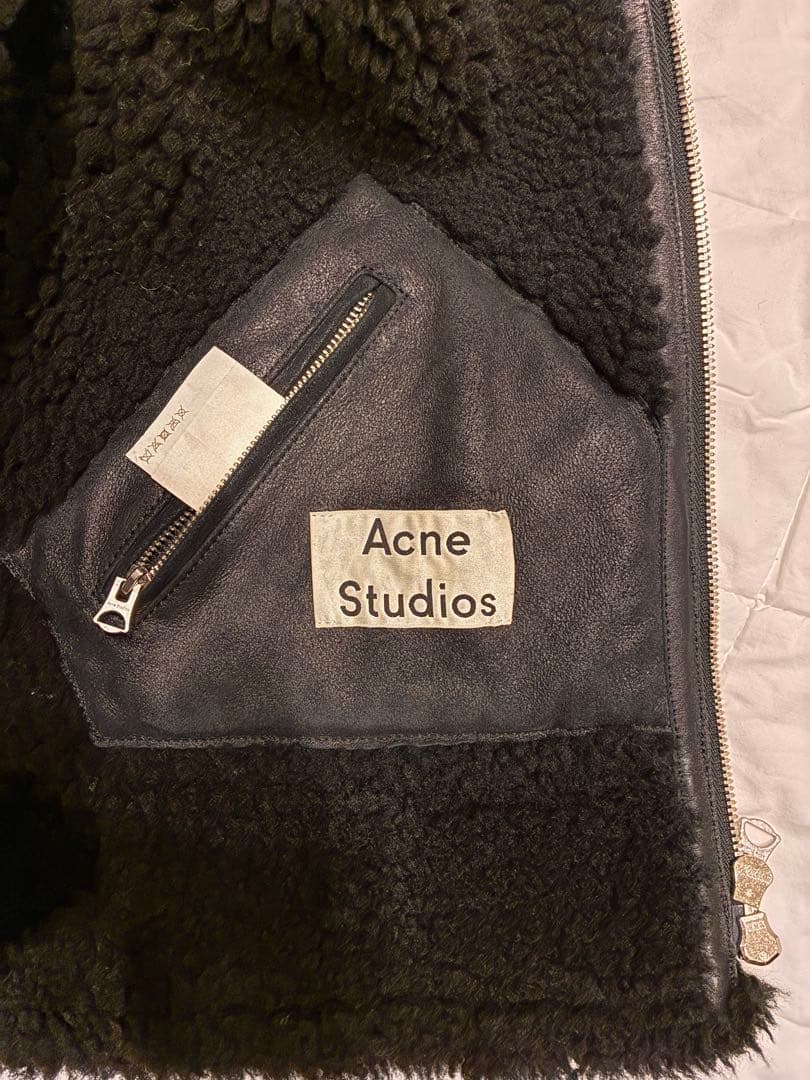 【美品】アクネストゥディオス　ブラック レザー ライダースジャケット ムートン
