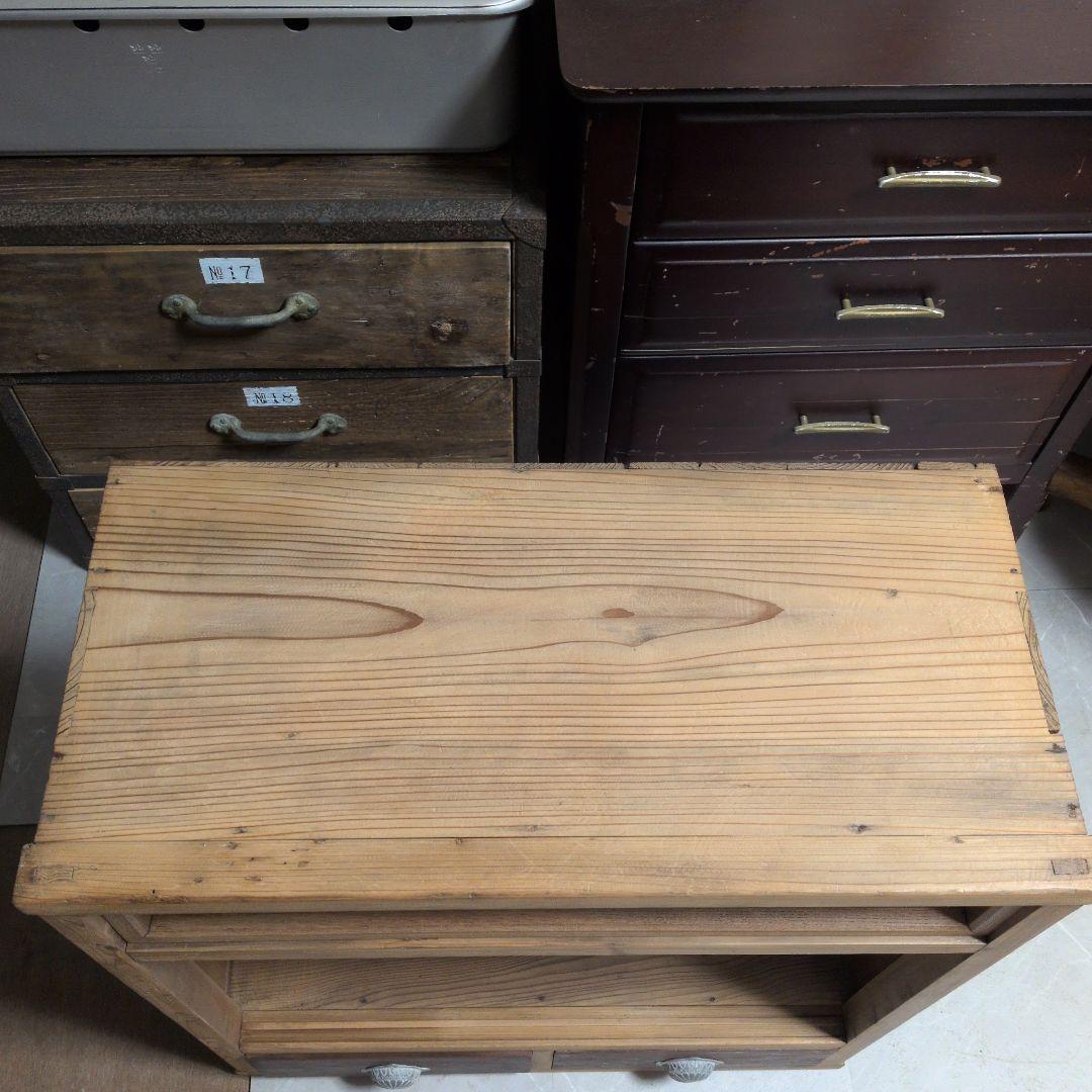 ブロカント古道具ビィンテージキャビネット ガラス扉付き