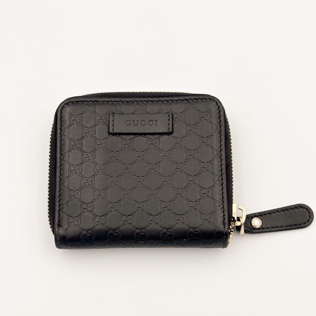 GUCCI　二つ折り 財布　マイクロ グッチ シマ　ラウンドファスナー