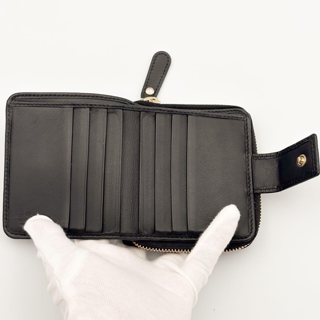 GUCCI　二つ折り 財布　マイクロ グッチ シマ　ラウンドファスナー