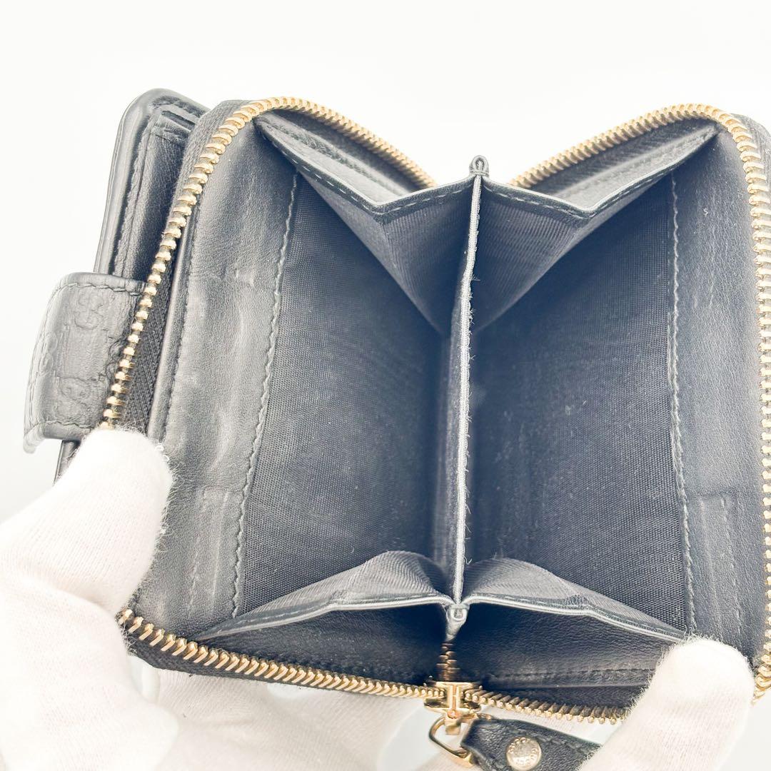 GUCCI　二つ折り 財布　マイクロ グッチ シマ　ラウンドファスナー