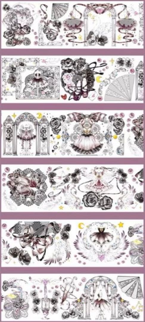 ♡SALE♡ 贝壳光 6cm×10m 芭蕾羽织舞 黑 海外マスキングテープ