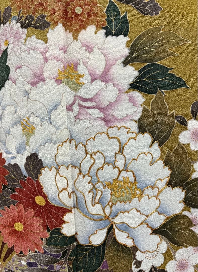 振り袖　フルセット　別誂長襦袢付金彩加工　刺繍入り　成人式　個性的　山吹色680