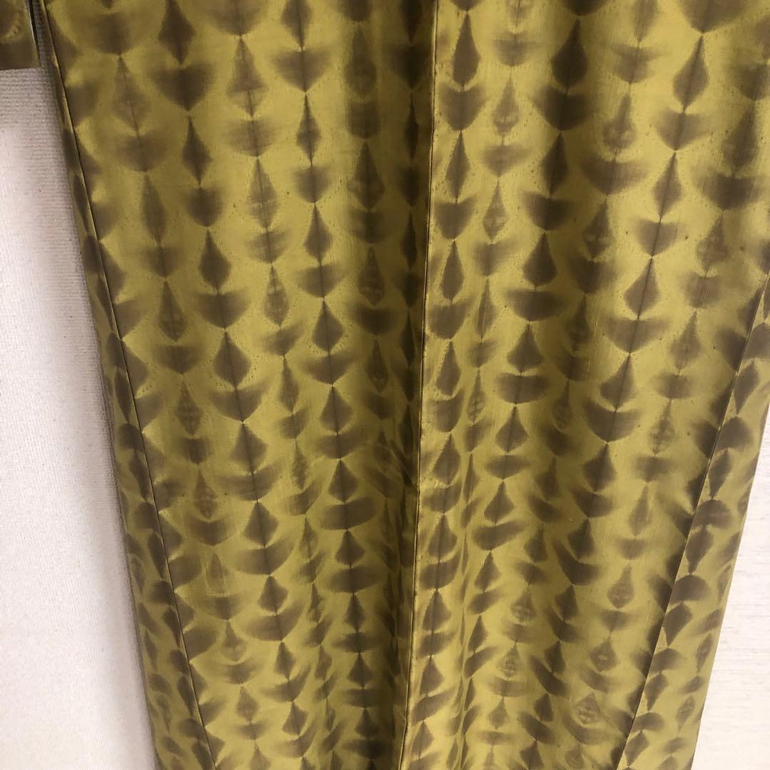 【未使用　トールサイズ】絞　青海紋　作家物　結城紬　袷　裄丈70.5 身丈170