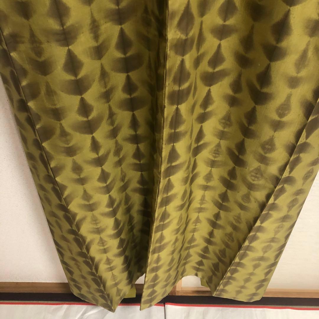 【未使用　トールサイズ】絞　青海紋　作家物　結城紬　袷　裄丈70.5 身丈170