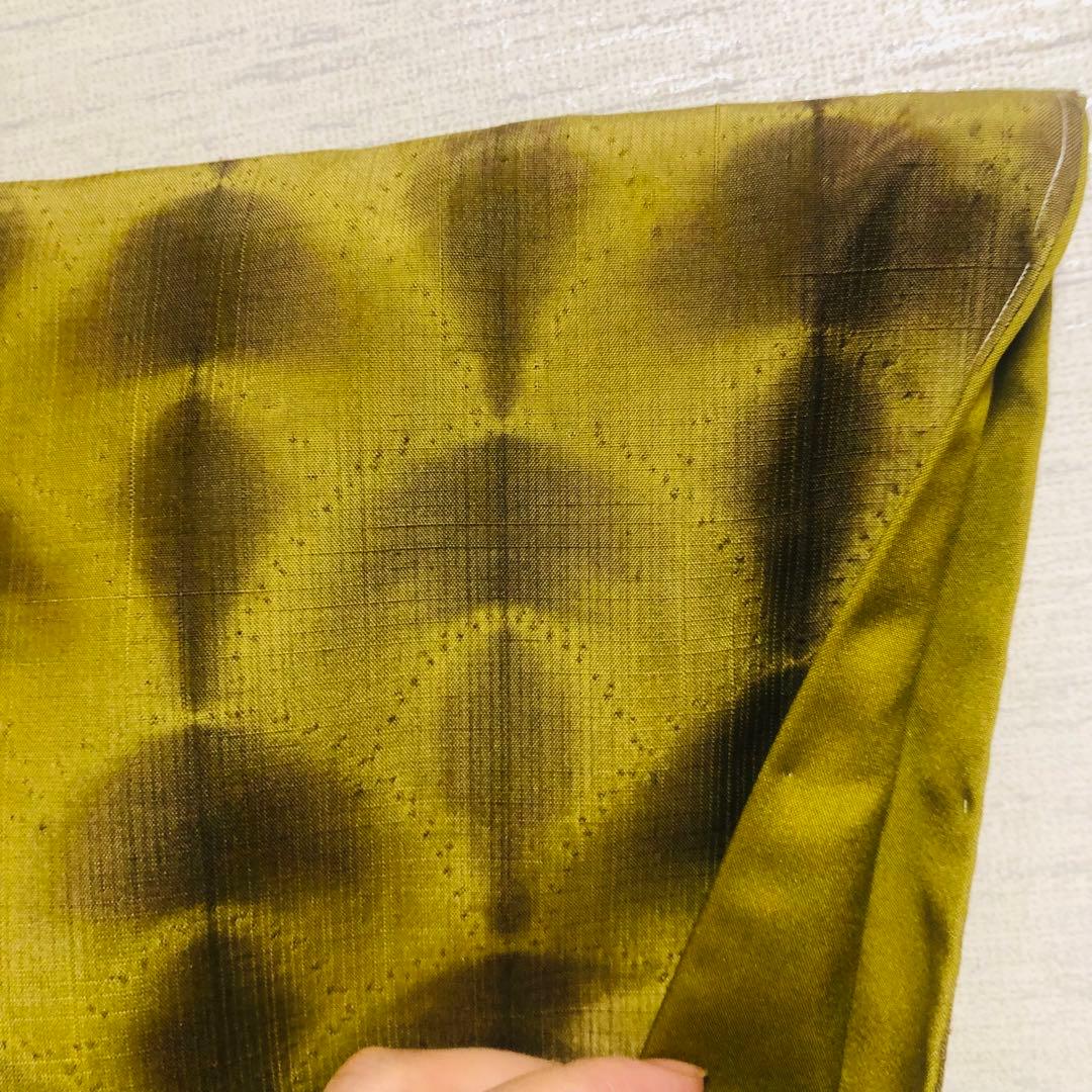 【未使用　トールサイズ】絞　青海紋　作家物　結城紬　袷　裄丈70.5 身丈170