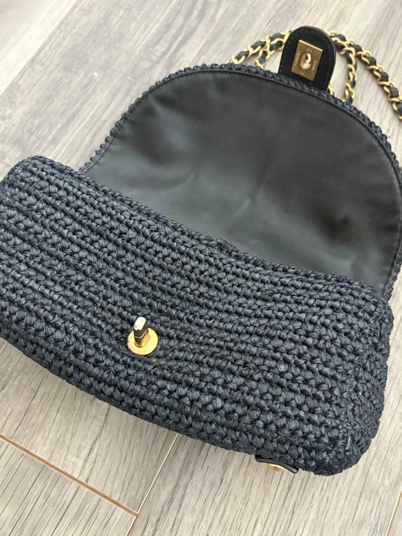 レア⭐︎CHANEL ラフィア素材GOLDチェーンバッグ