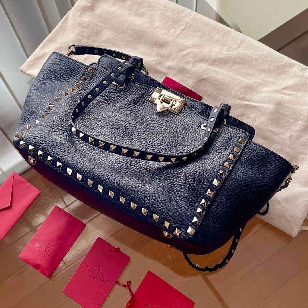 【美品】VALENTINO ヴァレンティノ ロックスタッズ 2WAY トート