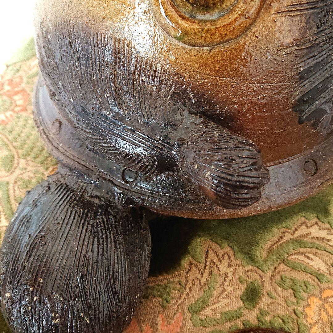 分福茶釜☆手捻り☆信楽焼タヌキ☆２６cm【値下げ】