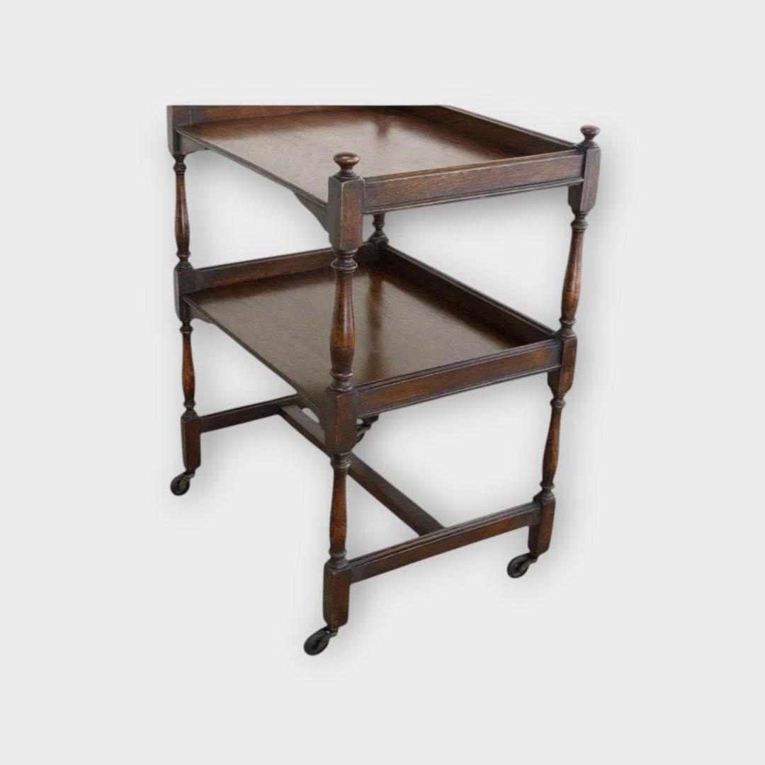 木製 2段 キッチンワゴン クラシック　イギリスアンティーク ダークブラウン