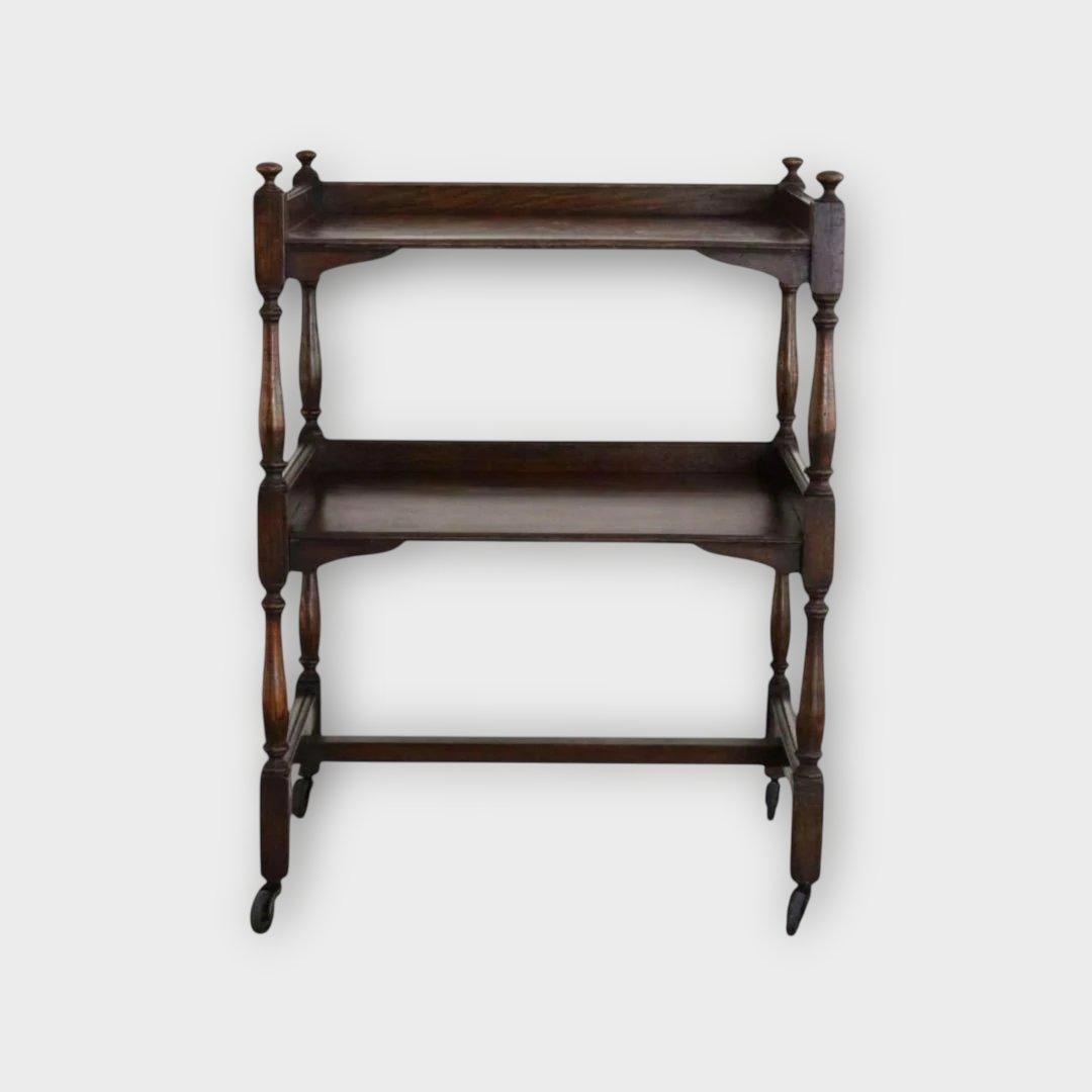 木製 2段 キッチンワゴン クラシック　イギリスアンティーク ダークブラウン