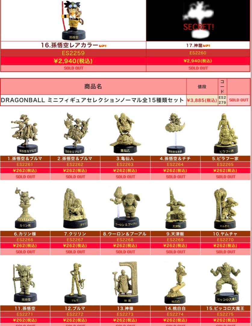 ドラゴンボール　ミニフィギュアセレクション　セット　合計76個