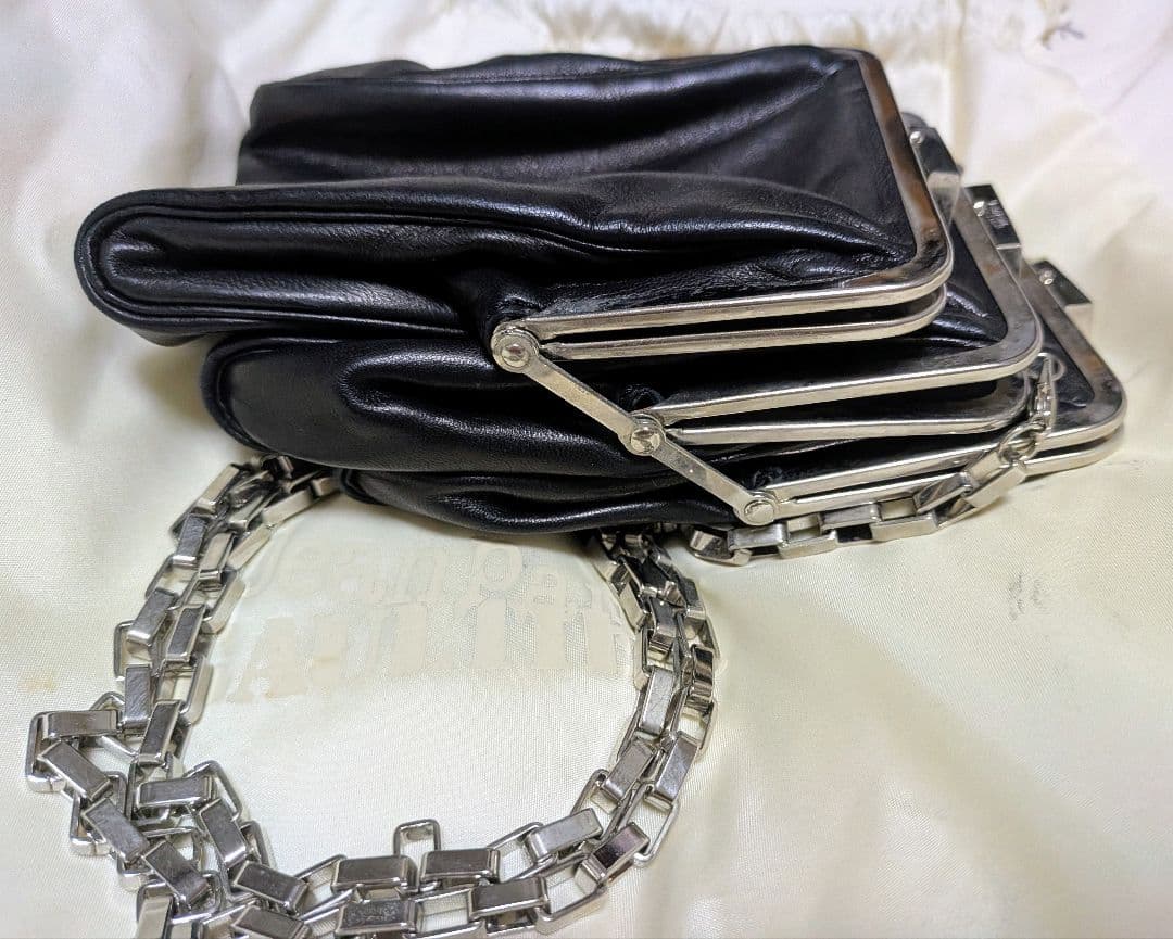 JeanPaul GAULTIER レザー３連クラッチ チェーンショルダーバッグ