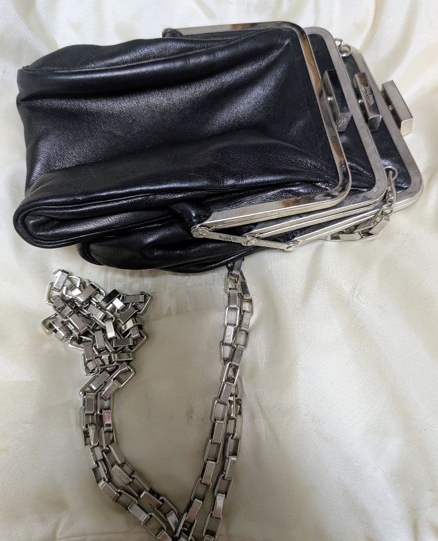 JeanPaul GAULTIER レザー３連クラッチ チェーンショルダーバッグ