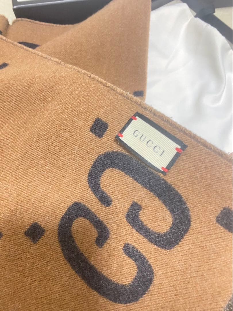 GUCCI GGジャカード ウールシルク マフラー スカーフ 男女兼用 正規品