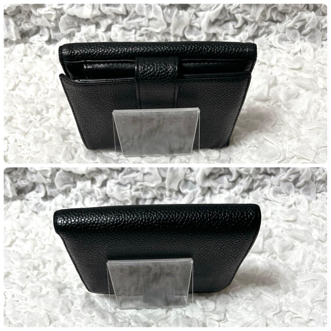 良品✨CHANEL シャネル キャビアスキン 折り財布 ココマーク ブラック