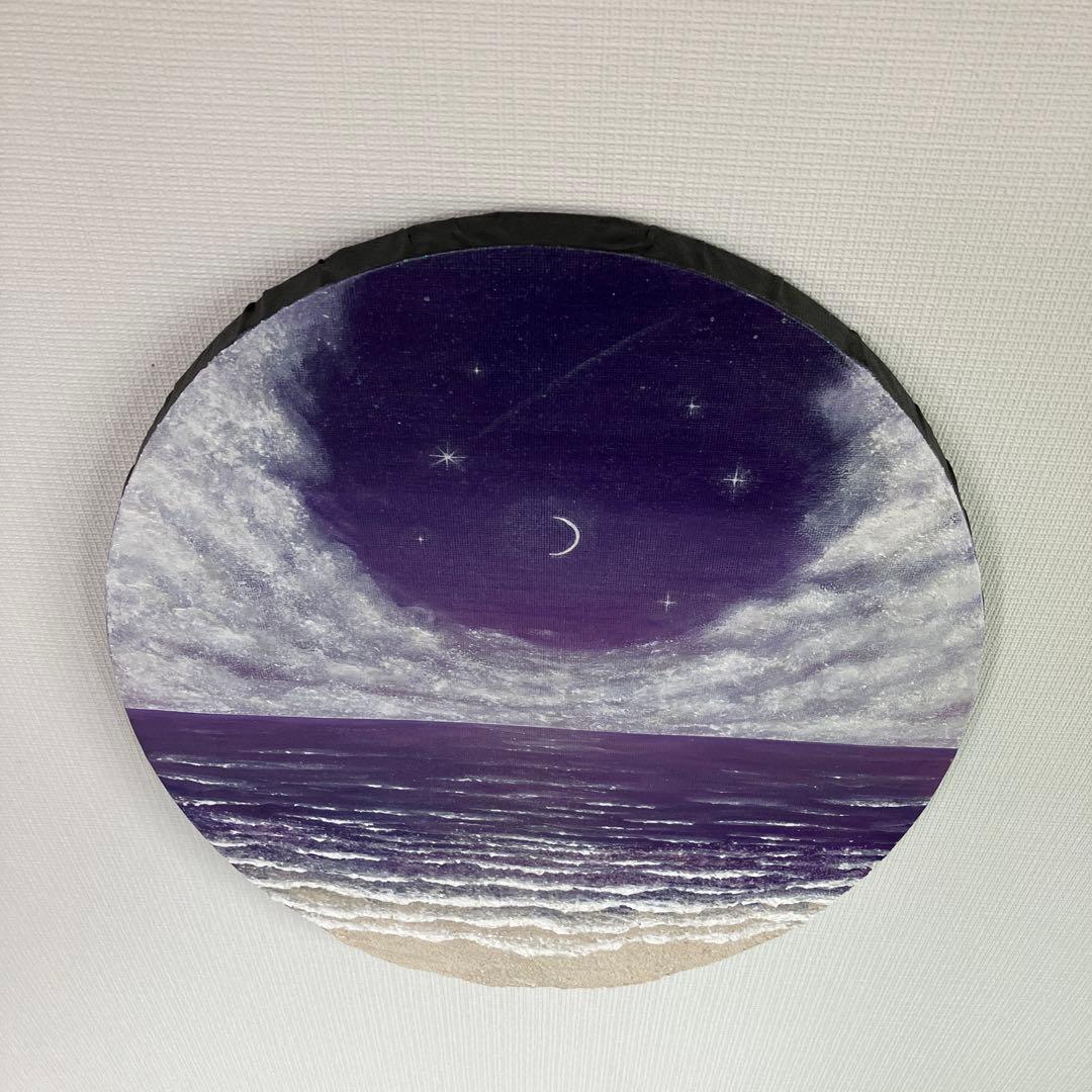 絵画　アクリル画　原画　星降る月夜に願う　海　星月夜　テクスチャーアート　S.I