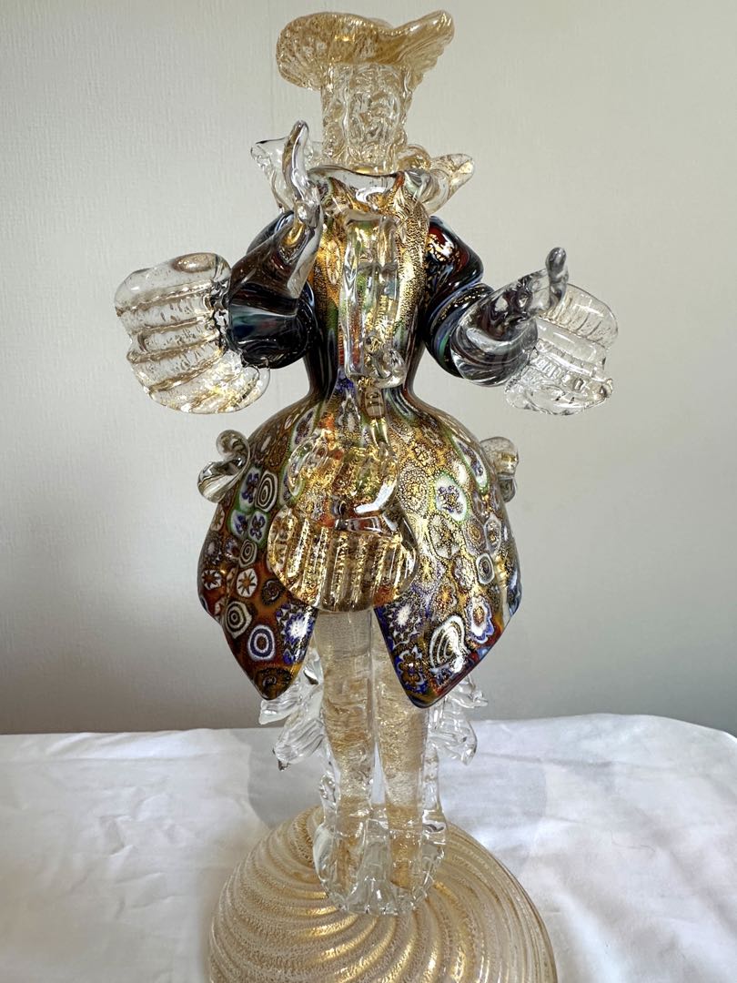 ムラーノ/ベネチアングラス/金彩/大型 フィギュリン/2体