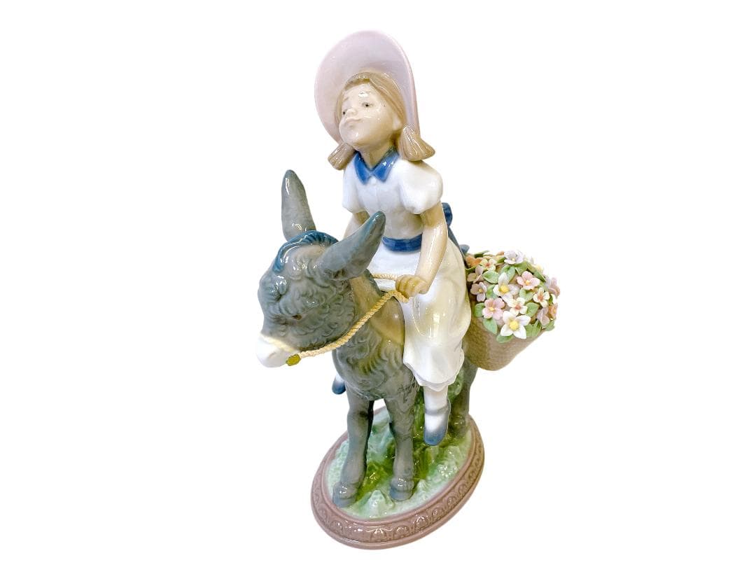リヤドロ 少女とロバの陶器 LLADRO 置物 フィギュリン