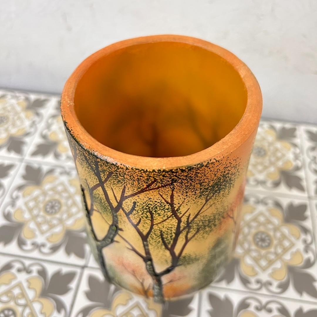 ドームナンシー 筒型　花瓶　高さ18cm 被せガラス　アンテルカレール　幹立体