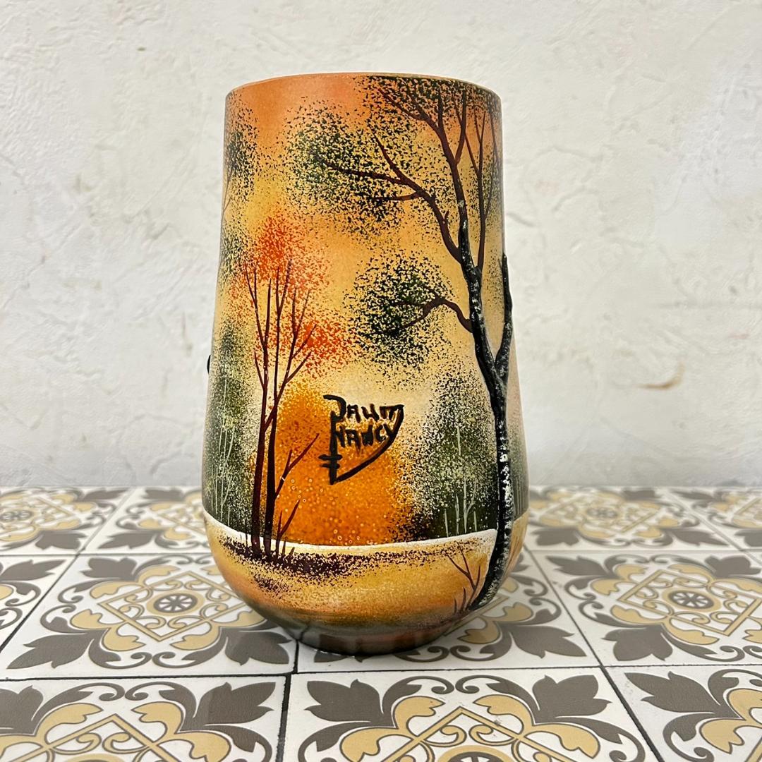 ドームナンシー 筒型　花瓶　高さ18cm 被せガラス　アンテルカレール　幹立体