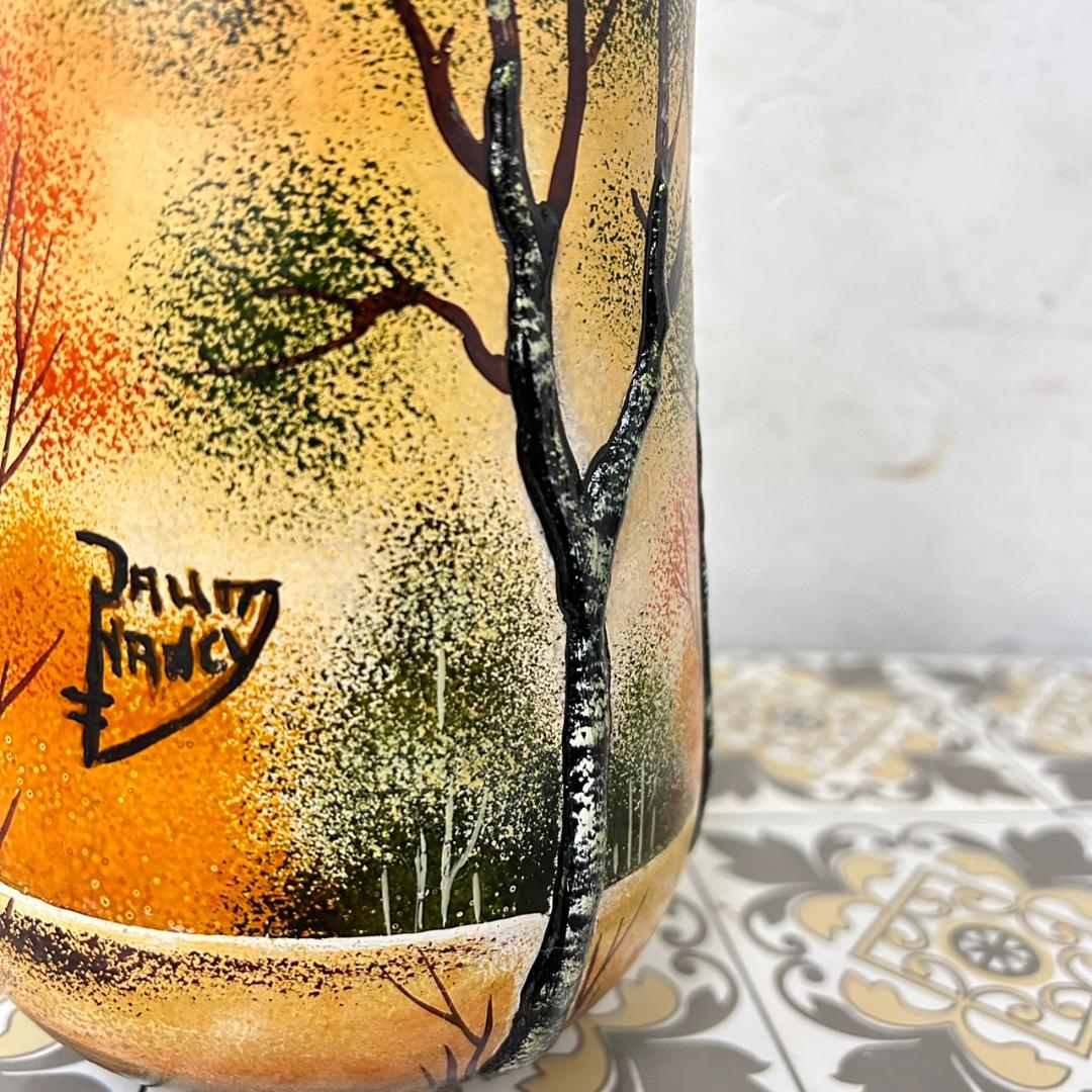 ドームナンシー 筒型　花瓶　高さ18cm 被せガラス　アンテルカレール　幹立体