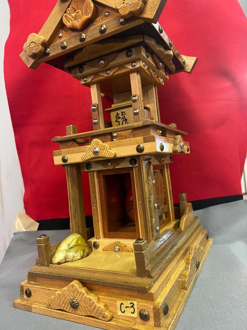 【独法師】C-3 模型手製　手製山鉾　笠鉾　社殿　拝殿　神具神棚　手造レア1点物