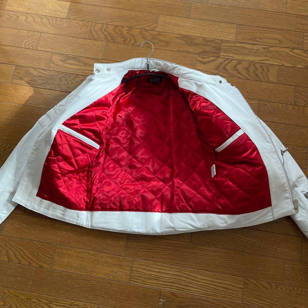 HORＮ WORKS ホワイトライダースジャケット Sサイズ