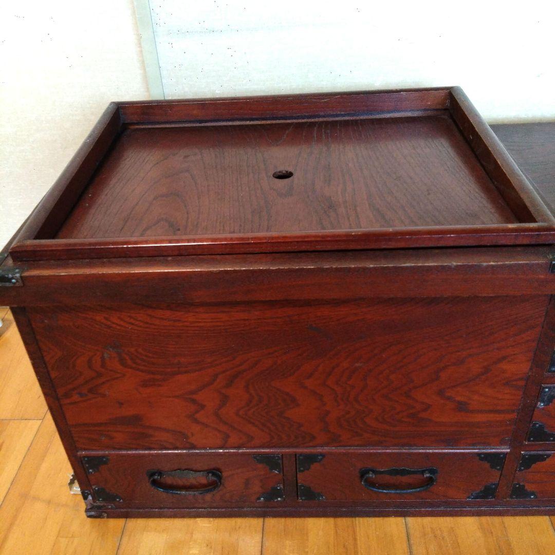 昭和レトロなアンティーク　　木製長火鉢　引き出し付