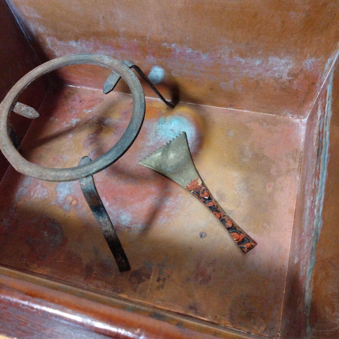 昭和レトロなアンティーク　　木製長火鉢　引き出し付