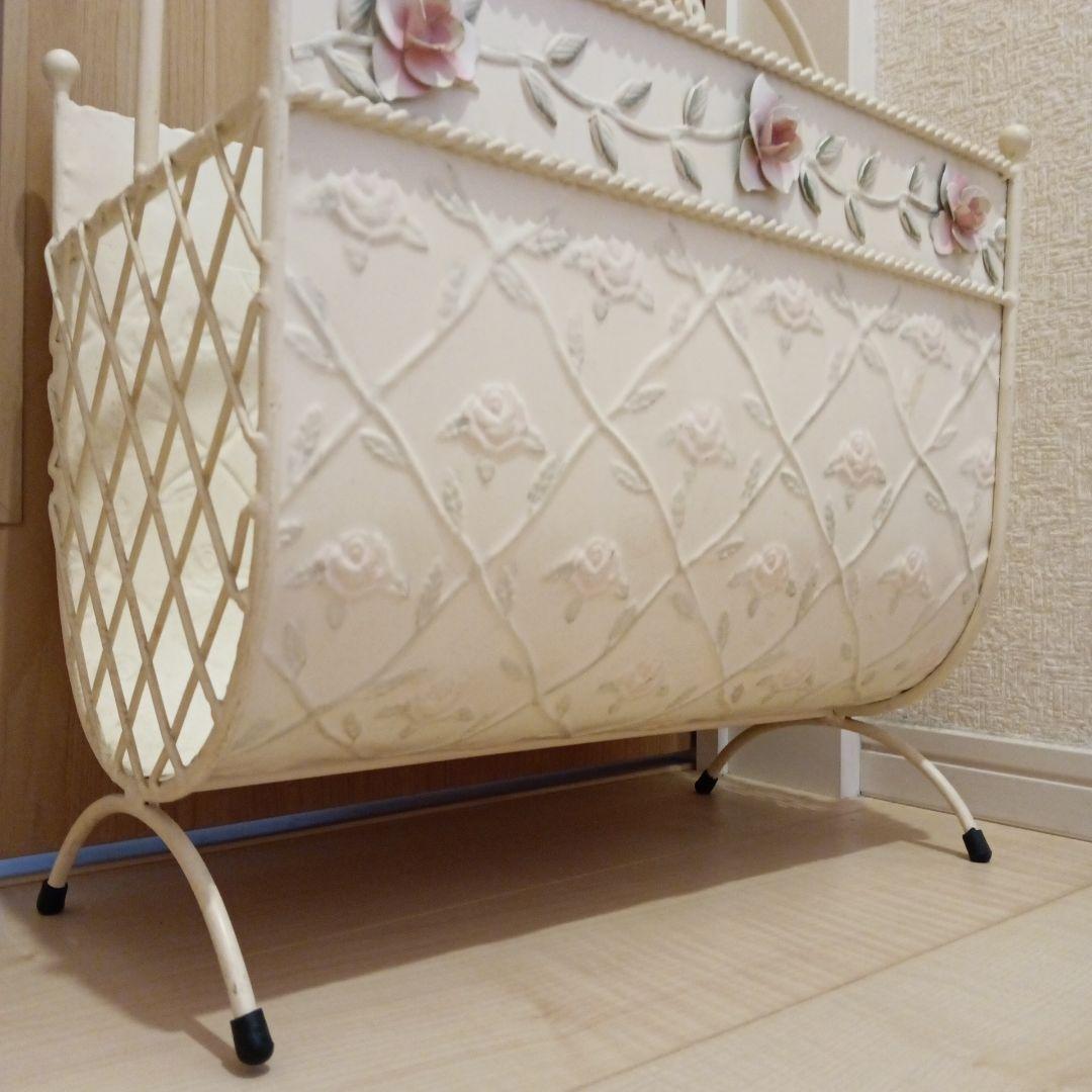 アイボリー フラワーモチーフ バスケット