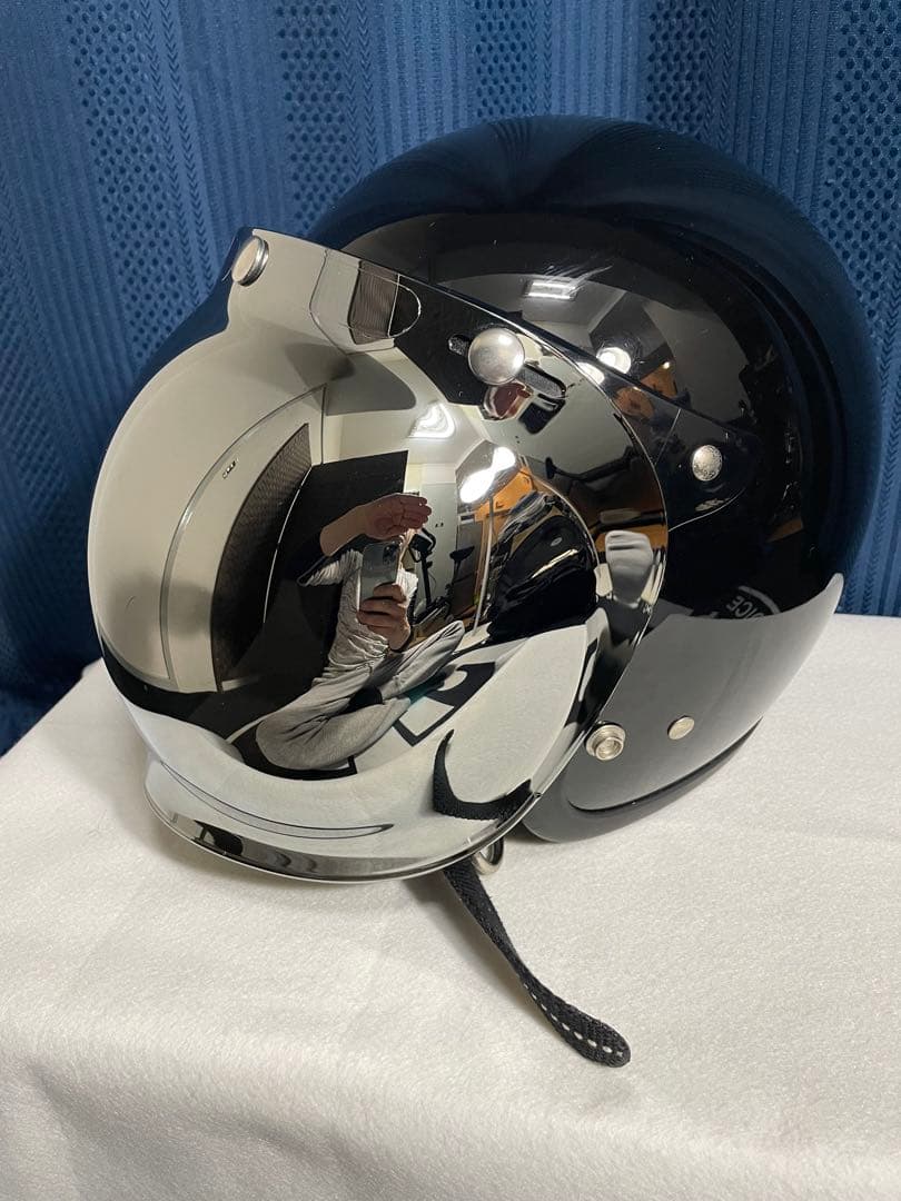 tt&co スーパーマグナムダブルストラップ仕様ヘルメット　バブルシールドミラー