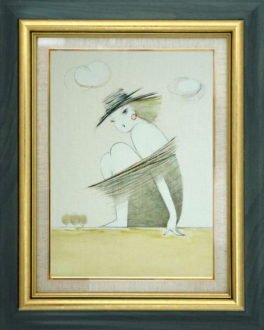 油絵 菅家令子 絵 絵画 インテリア 額付(銀) F3-041014 人物 女性