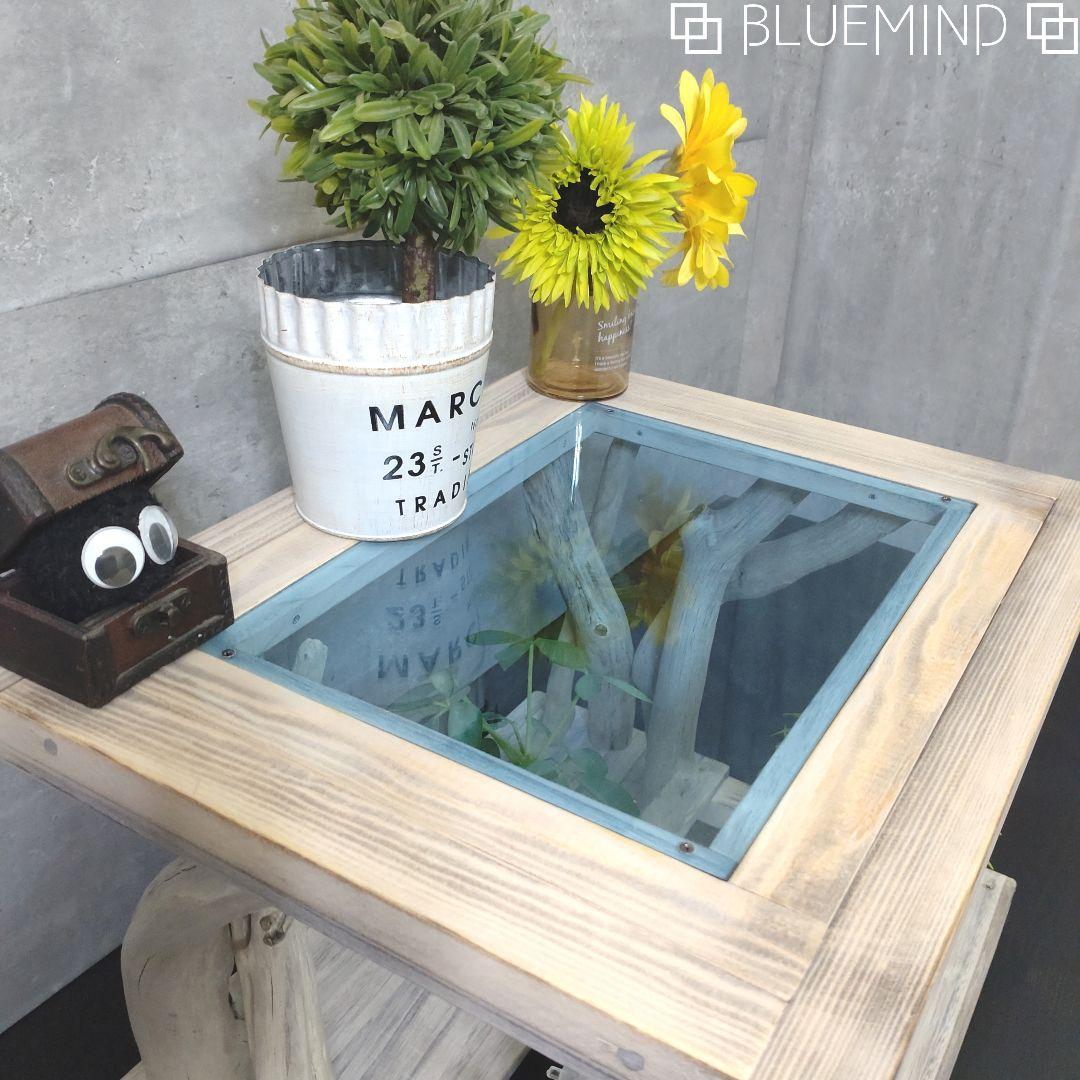 No.1163 アクリル×流木の間接照明付きローテーブル 流木インテリア