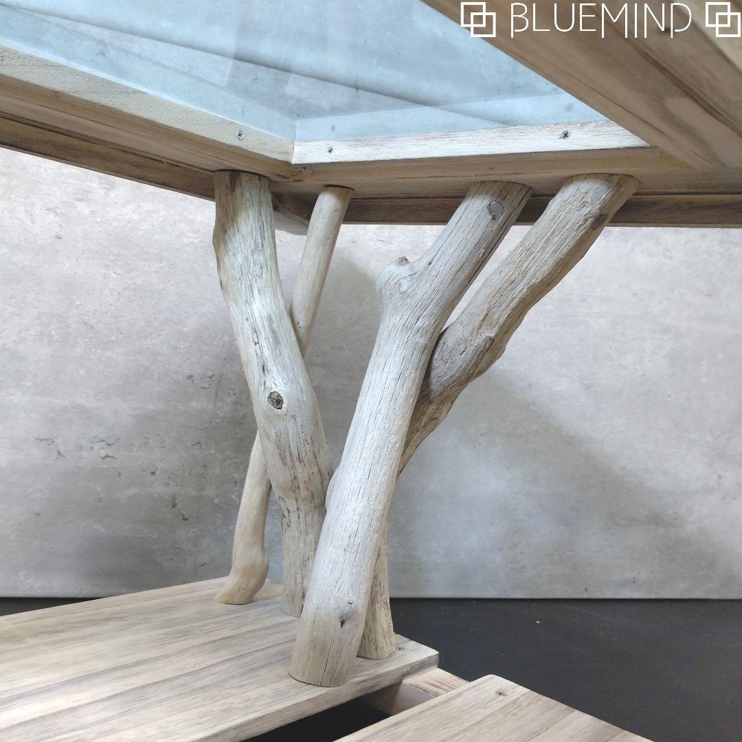 No.1163 アクリル×流木の間接照明付きローテーブル 流木インテリア