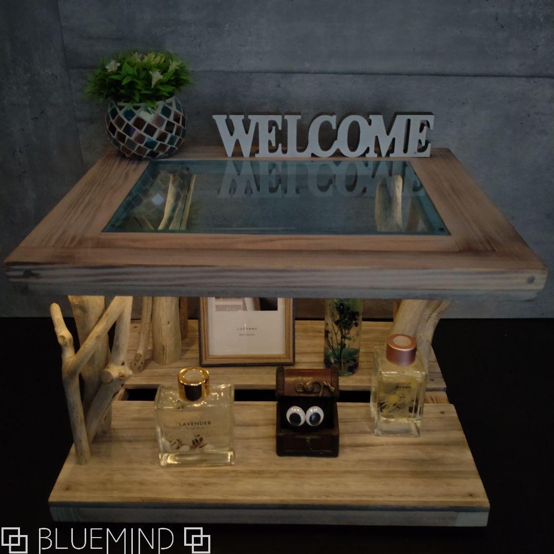 No.1163 アクリル×流木の間接照明付きローテーブル 流木インテリア