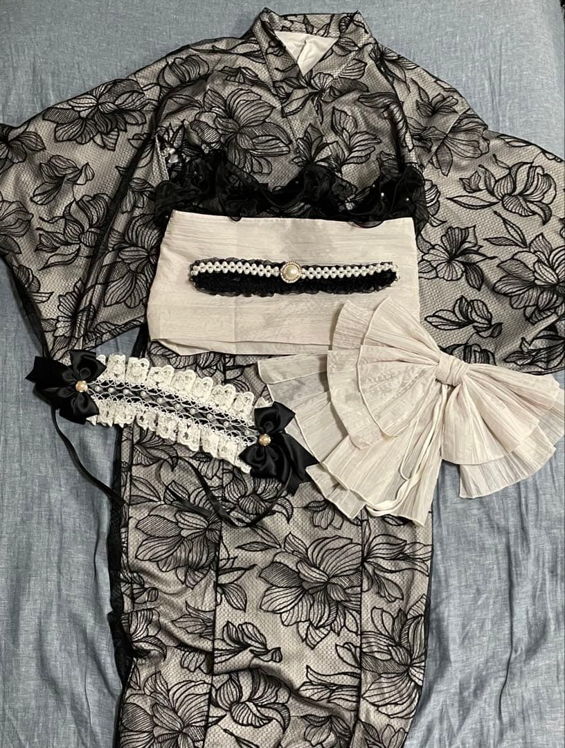 GRL 2Wayチュール花柄セパレート浴衣 tu1512 帯飾り レース