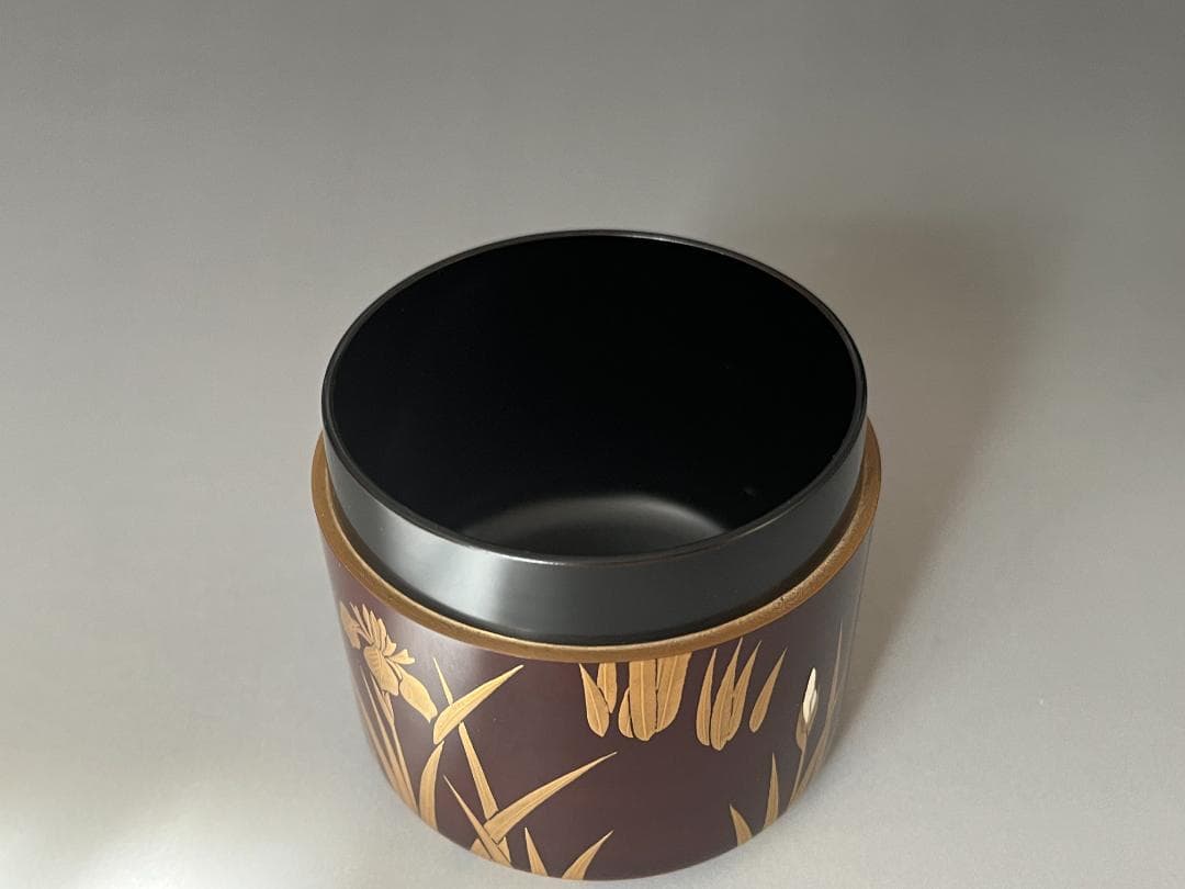 堀内宗完書付　菖蒲蒔絵　雪吹　宗尹作　茶道具　薄茶器　表千家