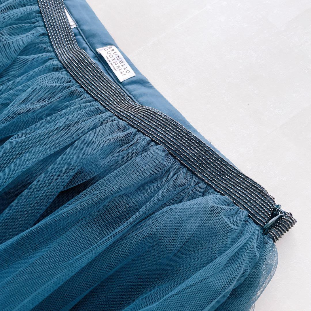 美品✨ブルネロクチネリ チュールスカート モニーレ装飾 10連 ティアード 40