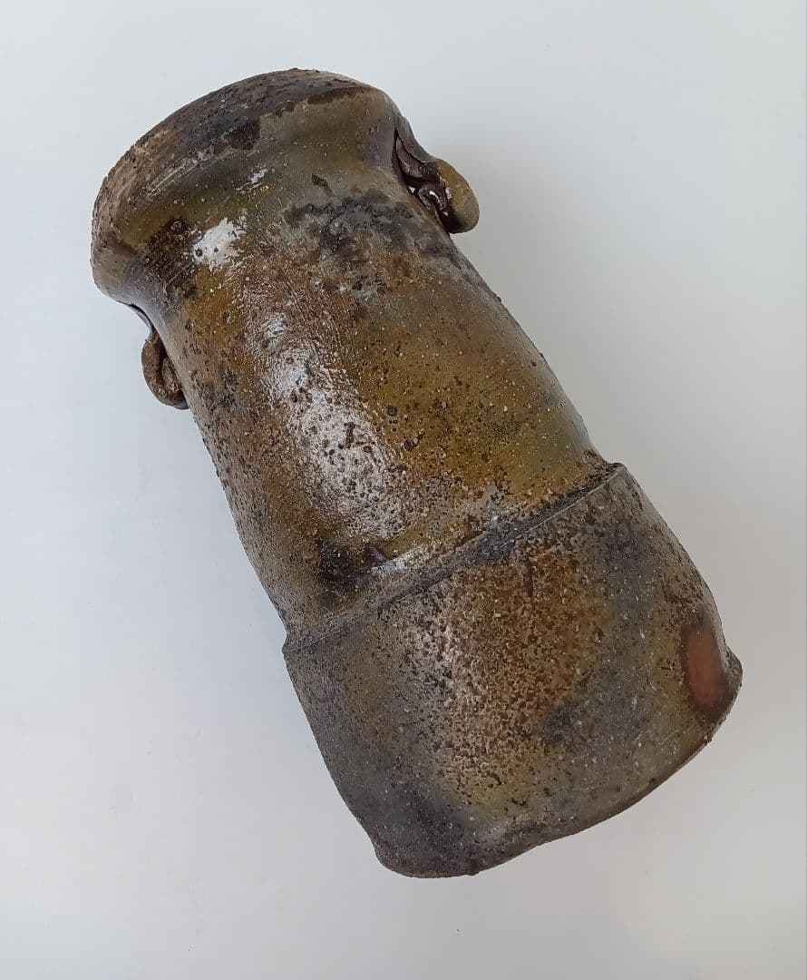 備前焼 耳付花入 花器 花瓶【人間国宝 伊勢崎淳】茶道 華道 美術品 工芸品