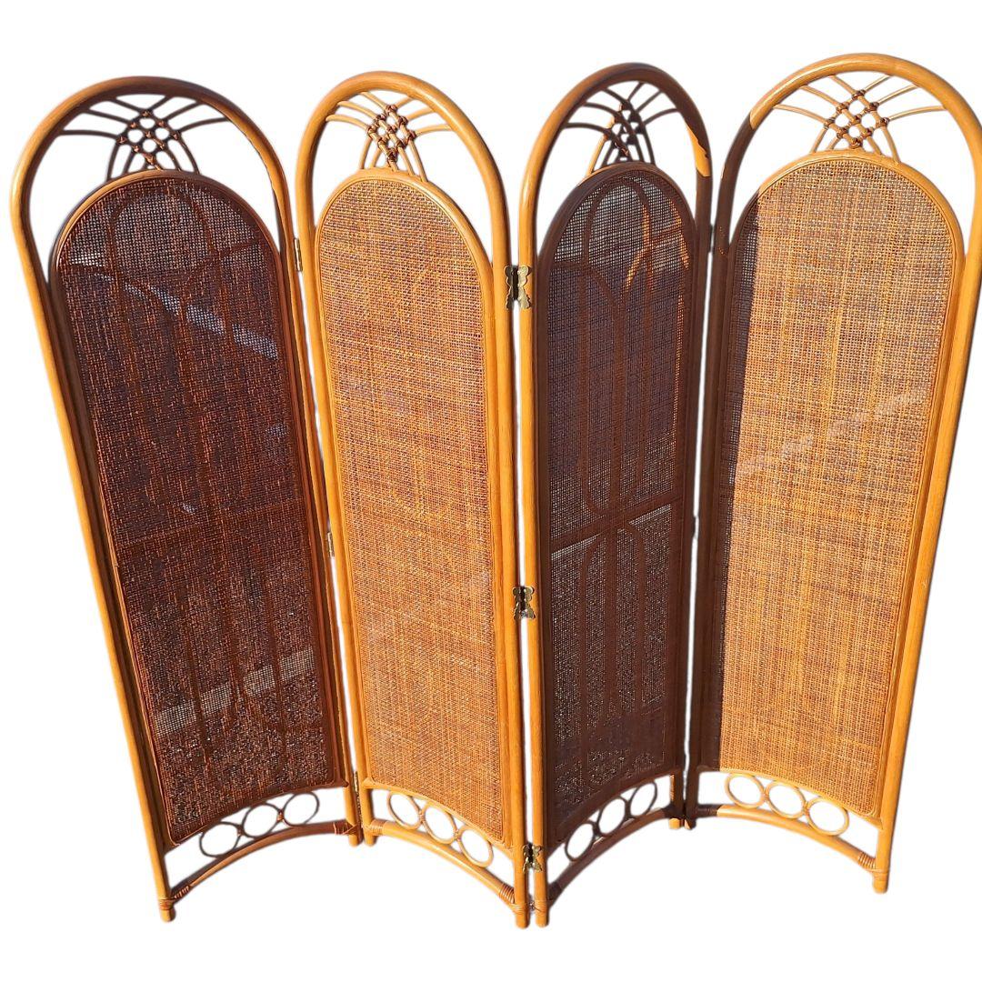 KOIZUMI ラタン衝立 4連 高さ150cm 廃盤 希少 小泉産業製