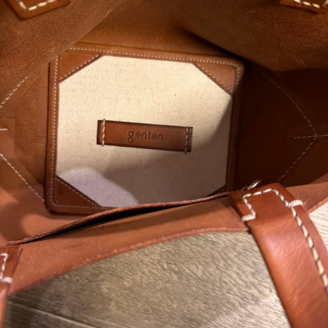 genten アマーノ　ブラウンレザー　トートバッグ　ハンドバッグ　SS