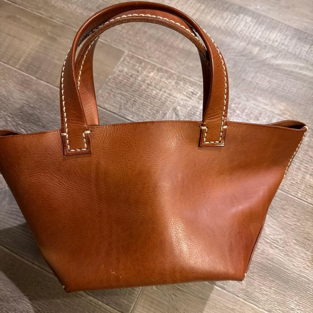 genten アマーノ　ブラウンレザー　トートバッグ　ハンドバッグ　SS