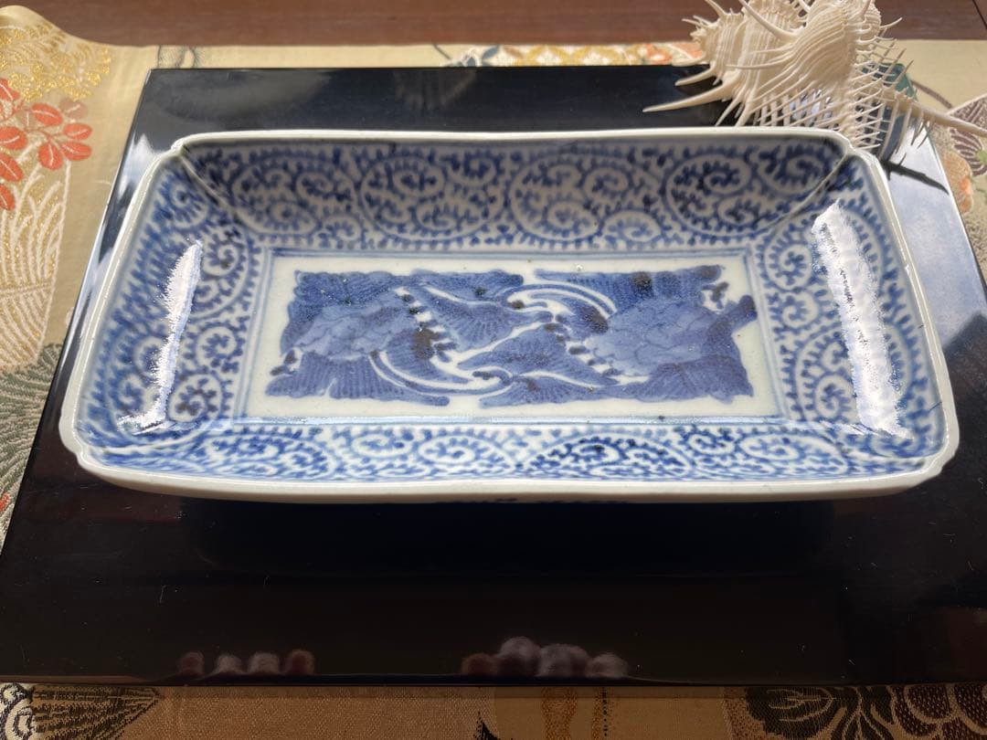 古伊万里　長皿　角皿　蛸から草