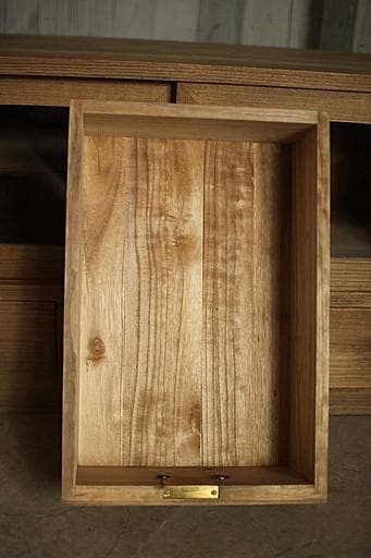 古いガラス戸棚×木製小引き出し3杯　食器棚　タンス　収納　古家具　古民家