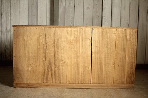 古いガラス戸棚×木製小引き出し3杯　食器棚　タンス　収納　古家具　古民家