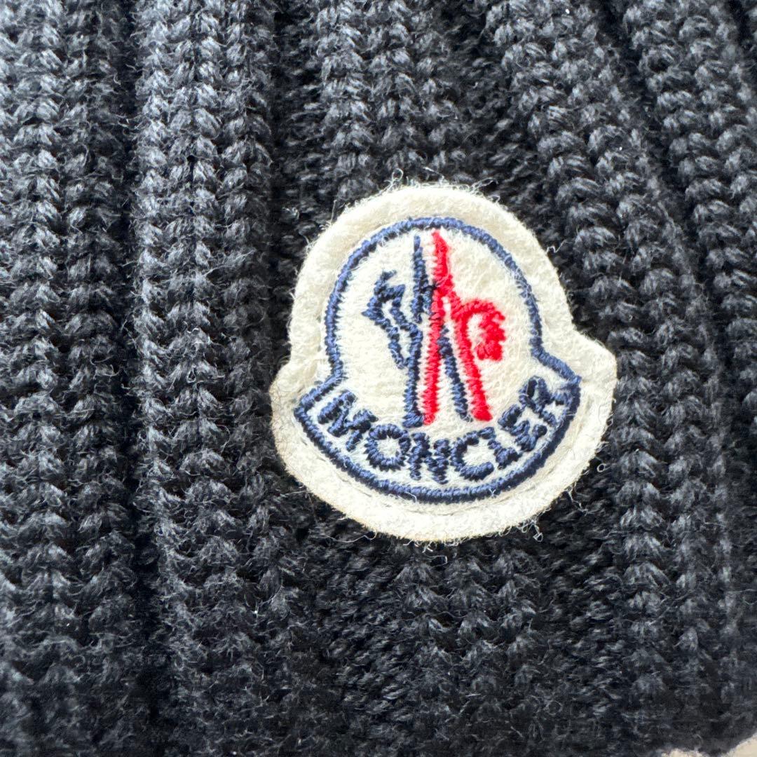 袋付き！美品！Moncler 黒 ポンポン付きニット帽