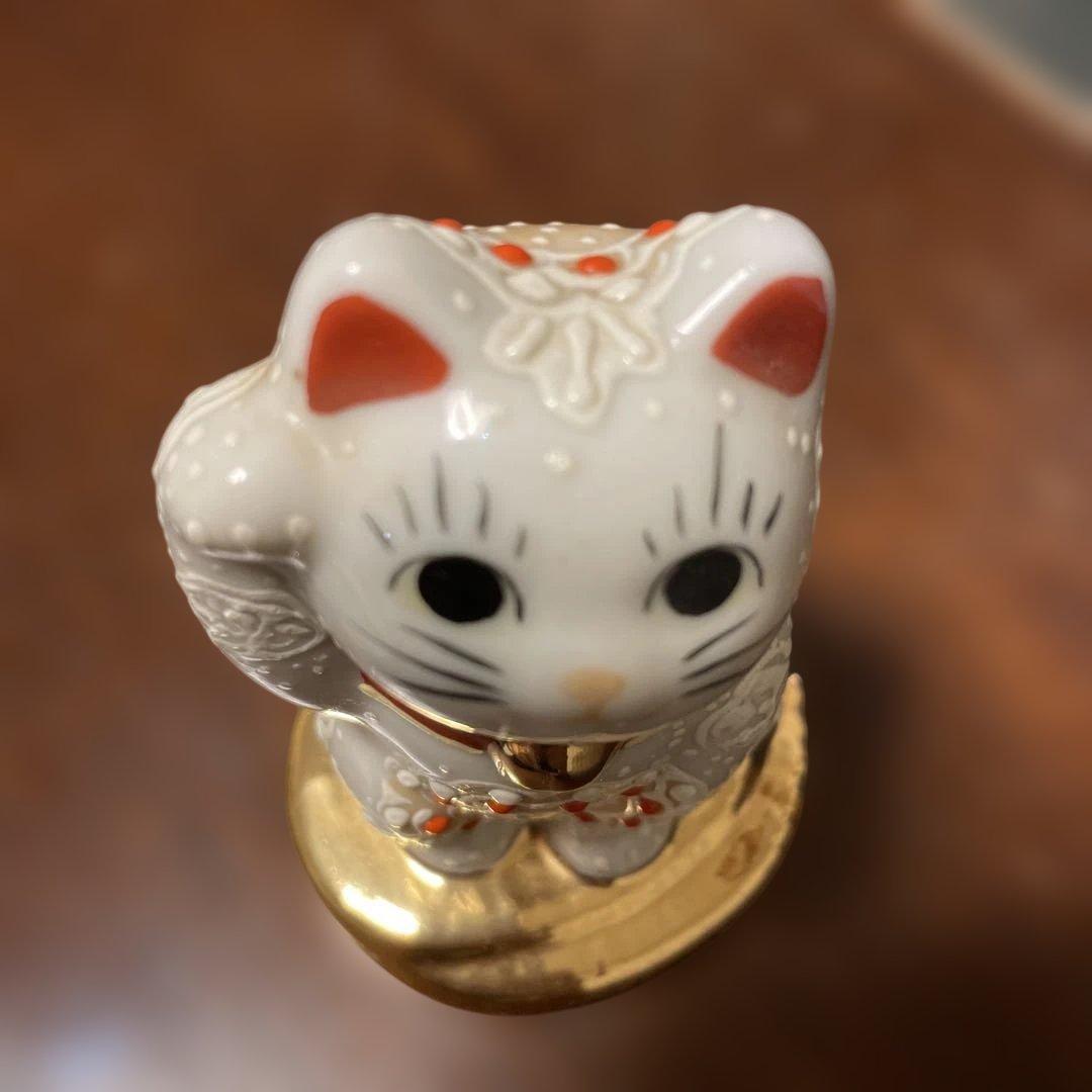 最終価格 ☆ 陶器製 九谷焼 招き猫 チャーム セット 幸運 金運